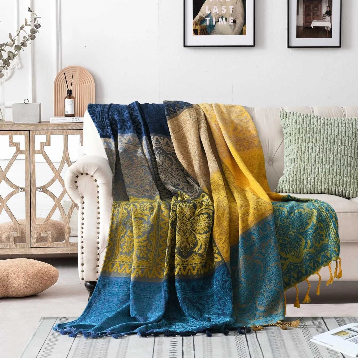 Morocco Chenille Couch Cover Blanket